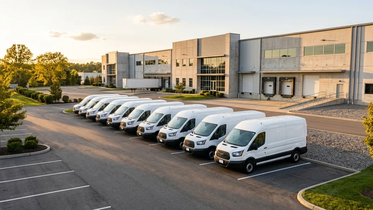Logistics fleet dispatcher monitoring live vehicle routes, driver safety scores, and telematics GPS diagnostics in commercial operations hub